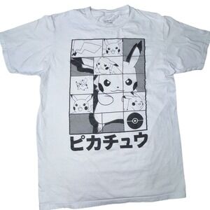 Pokemon Pikachu Graphic T Shirt White Short Sleeve Cotton Men's M